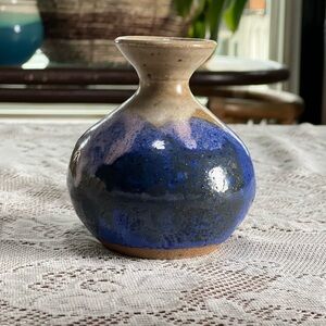 VTG Hand Thrown Art Pottery Blues Glaze 4.5” Mursell Artist Signed